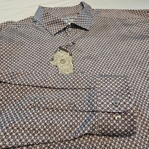Luciano Visconti Black 3XLB Navy with Geo Pattern Button Shirt NWT 1021